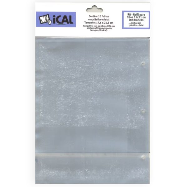 Kit 6 Refil Álbum Fotos R8 15x21 Folhas Transparente Ical - Imagem 2