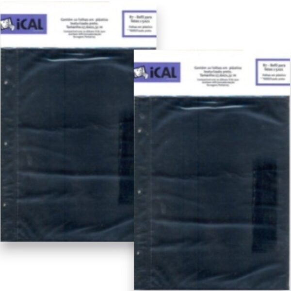 Kit 2 Refil Álbum Fotos R7 15x21 Preto Resistente Ical